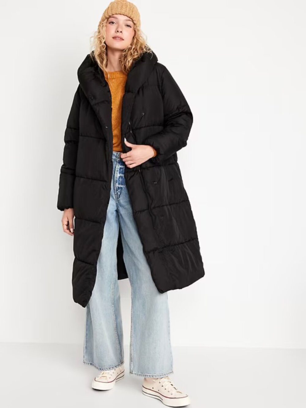 NWOT! Old Navy Black Oversized Water-Resistant Long Hooded Puffer Coat
